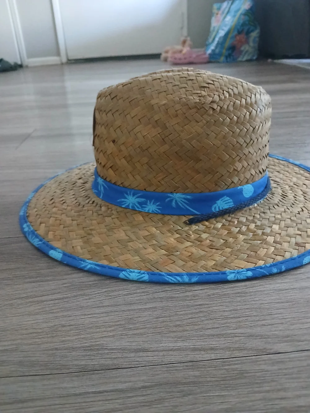 Straw Tommy Bahama Boy Hat with Blue Pineapple Trim